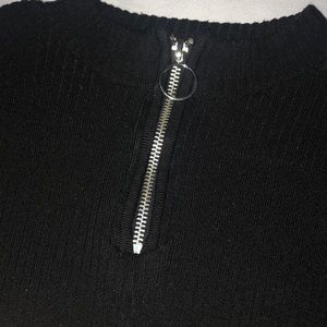Black Zip Up Crop Top